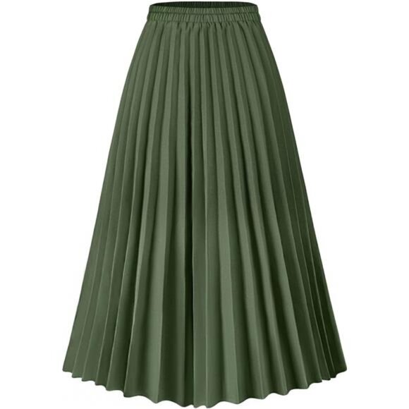 Womens Skirt Leopard Print Midi Long Shirring Pleated Skirts High - Picture 1 of 12